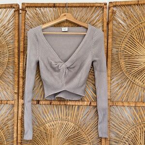 Abercrombie & fitch Light Gray Ribbed Crop Top